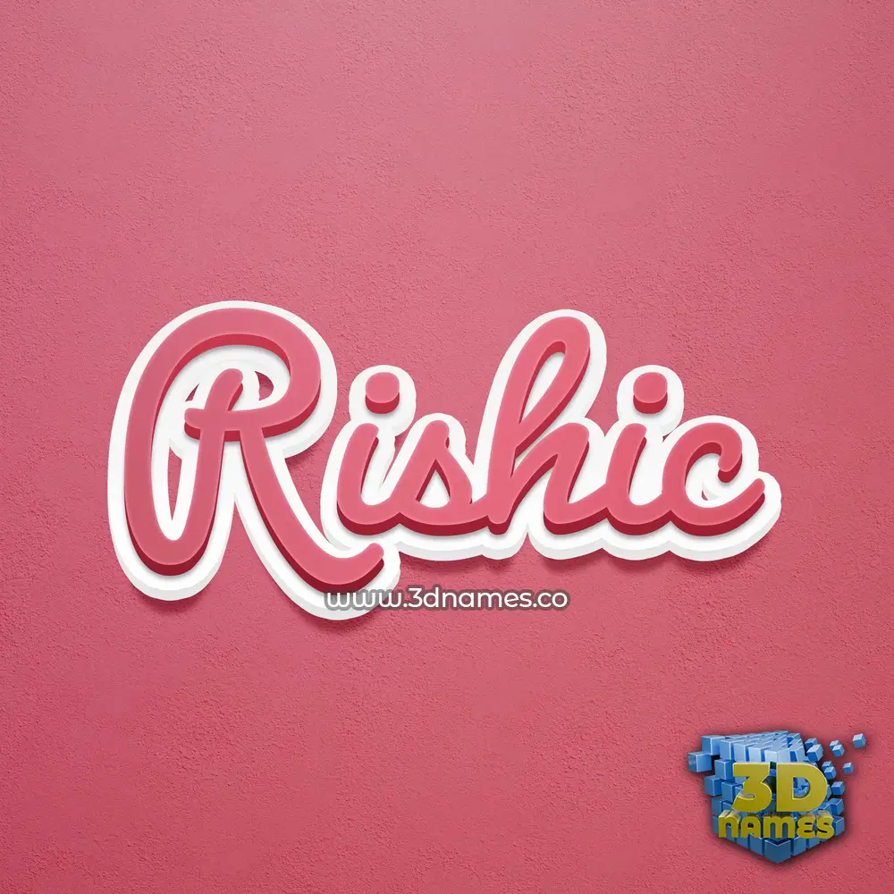 rishic in Red Scribble style - 3D name wallpaper