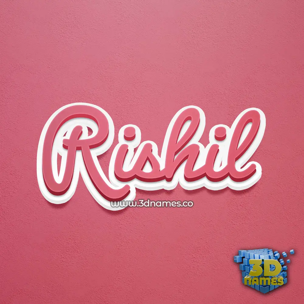 rishil in Red Scribble style - 3D name wallpaper