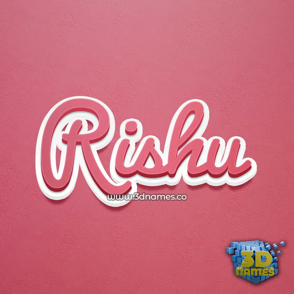 rishu in Red Scribble style - 3D name wallpaper