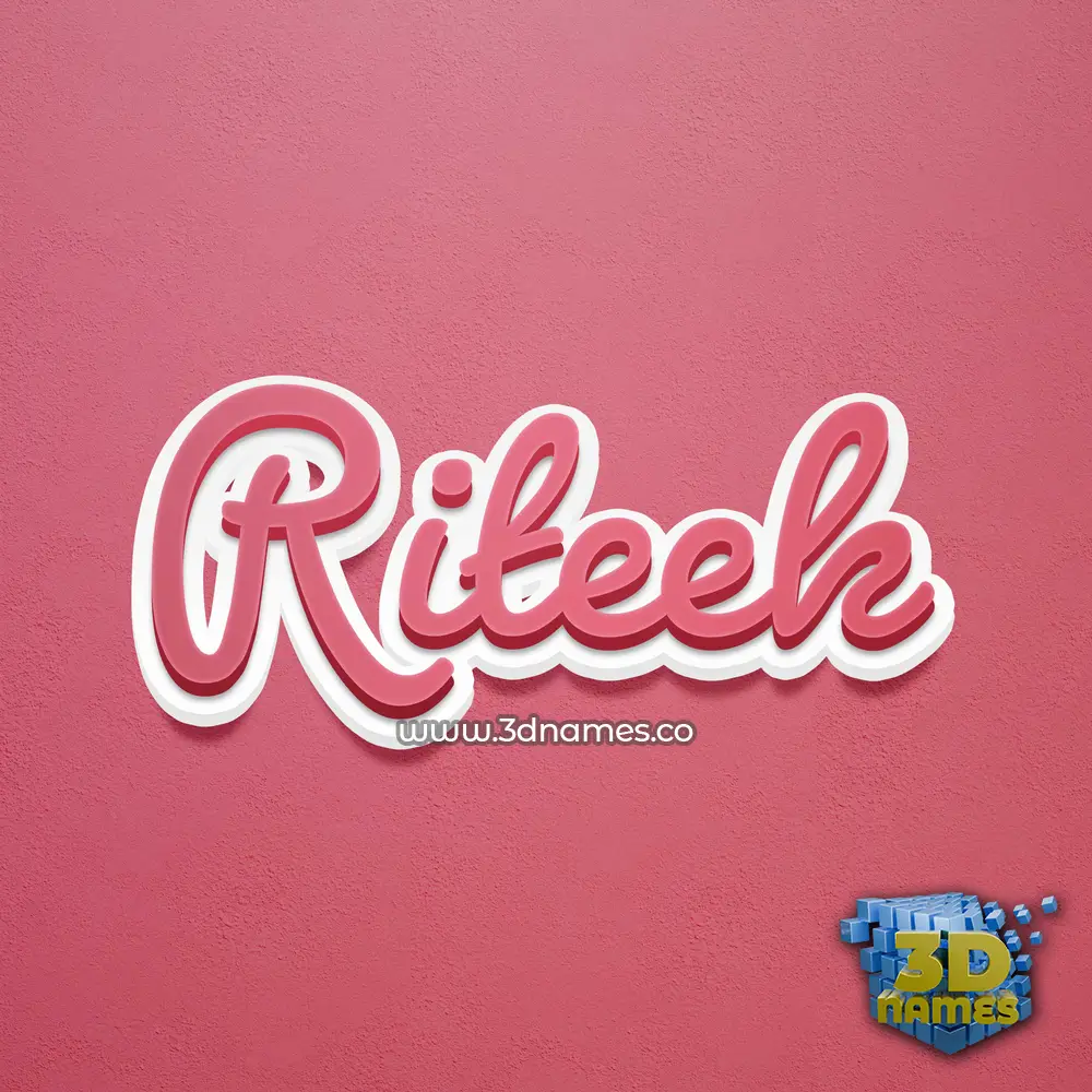 riteek in Red Scribble style - 3D name wallpaper