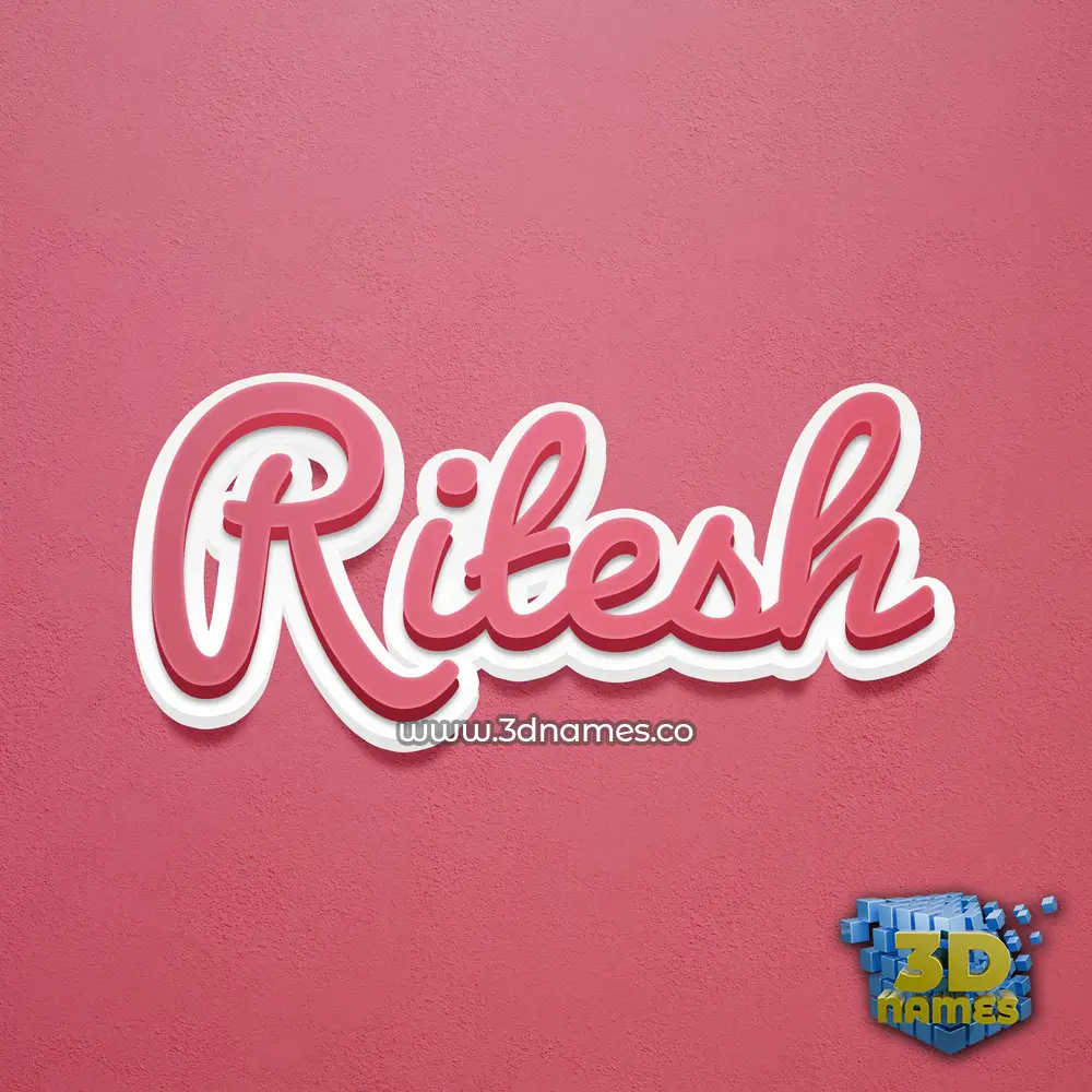 ritesh in Red Scribble style - 3D name wallpaper