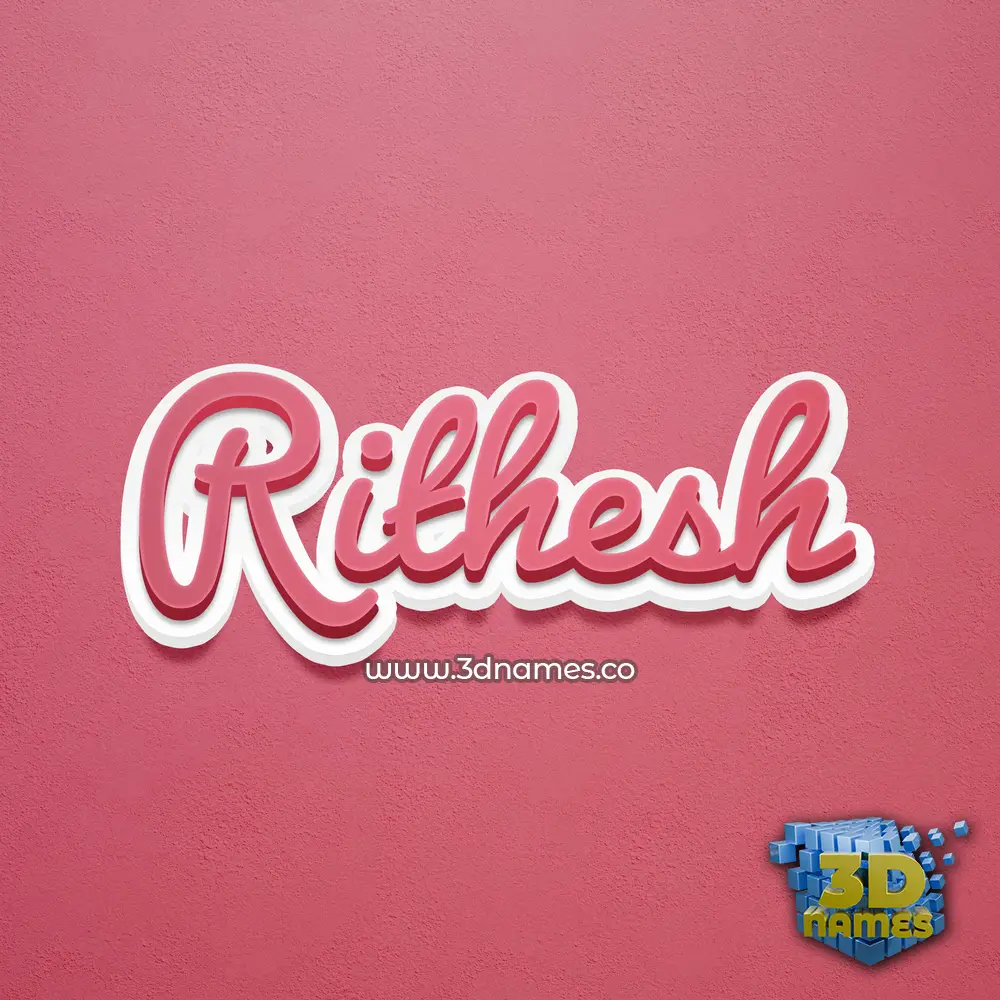 rithesh in Red Scribble style - 3D name wallpaper