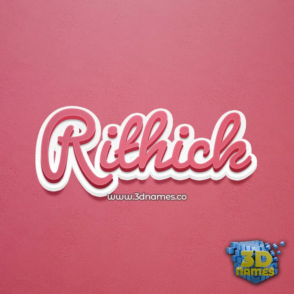 rithick in Red Scribble style - 3D name wallpaper