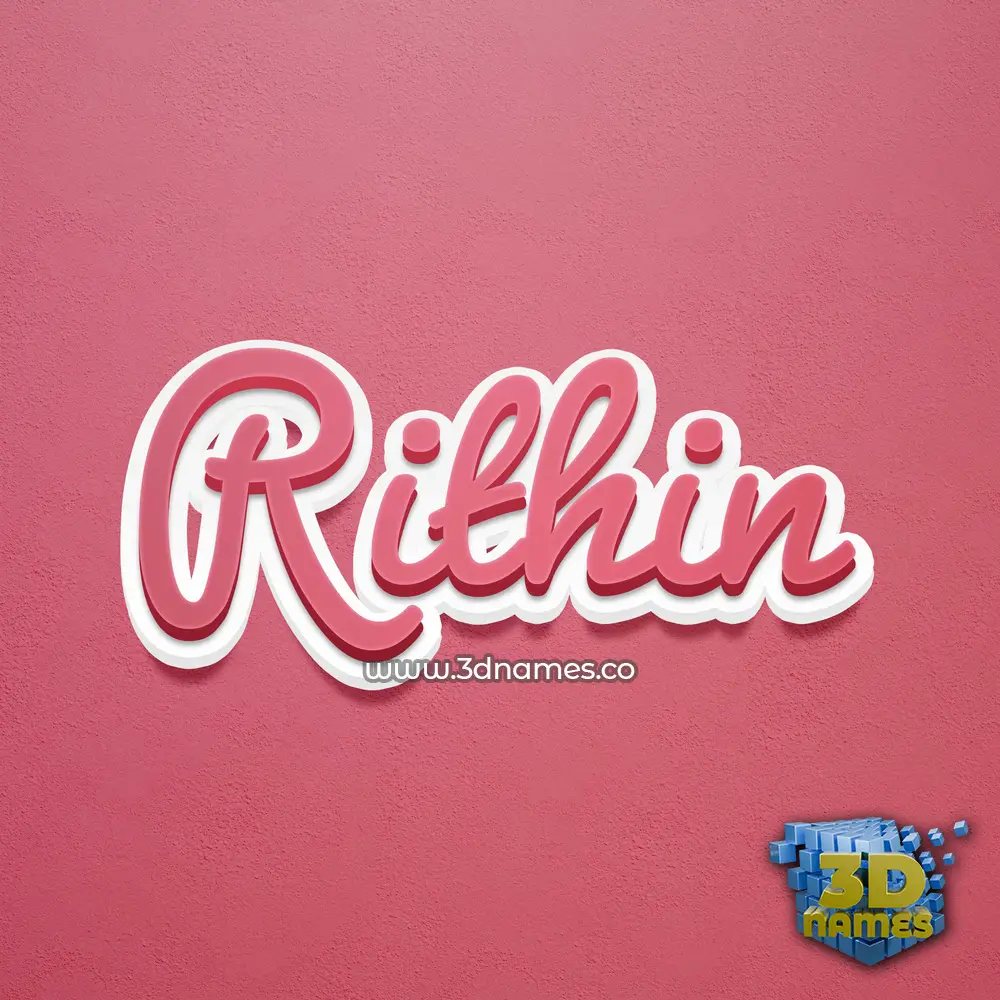 rithin in Red Scribble style - 3D name wallpaper