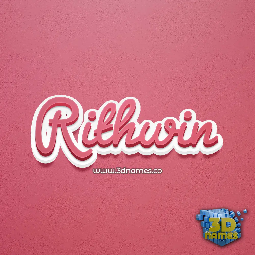 rithwin in Red Scribble style - 3D name wallpaper