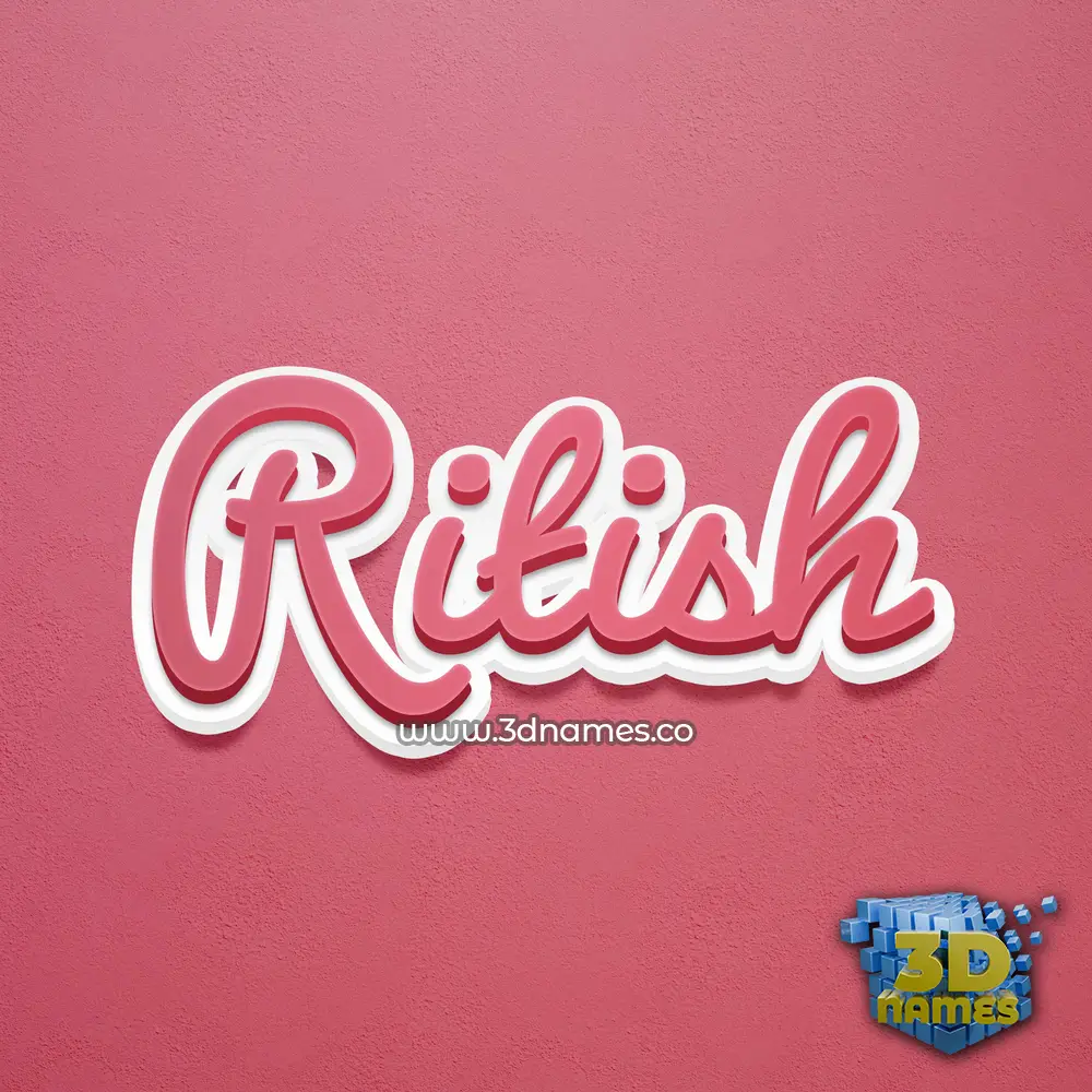 ritish in Red Scribble style - 3D name wallpaper
