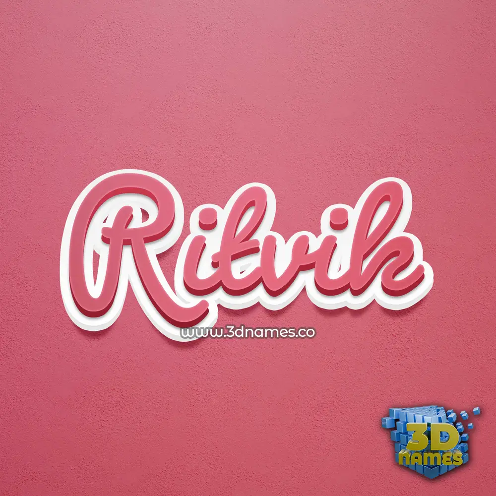 ritvik in Red Scribble style - 3D name wallpaper