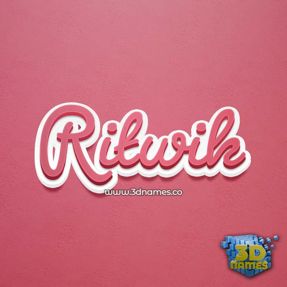ritwik in Red Scribble style - 3D name wallpaper