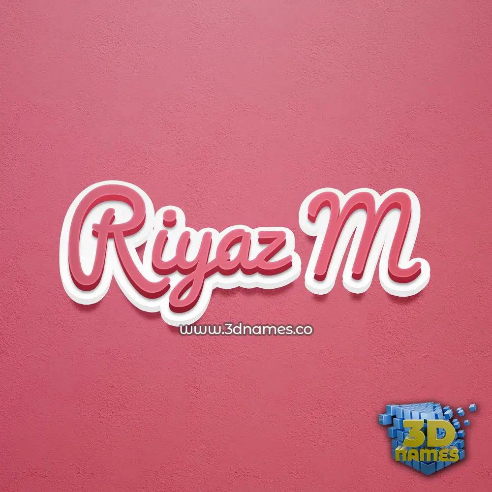 riyaz m in Red Scribble style - 3D name wallpaper
