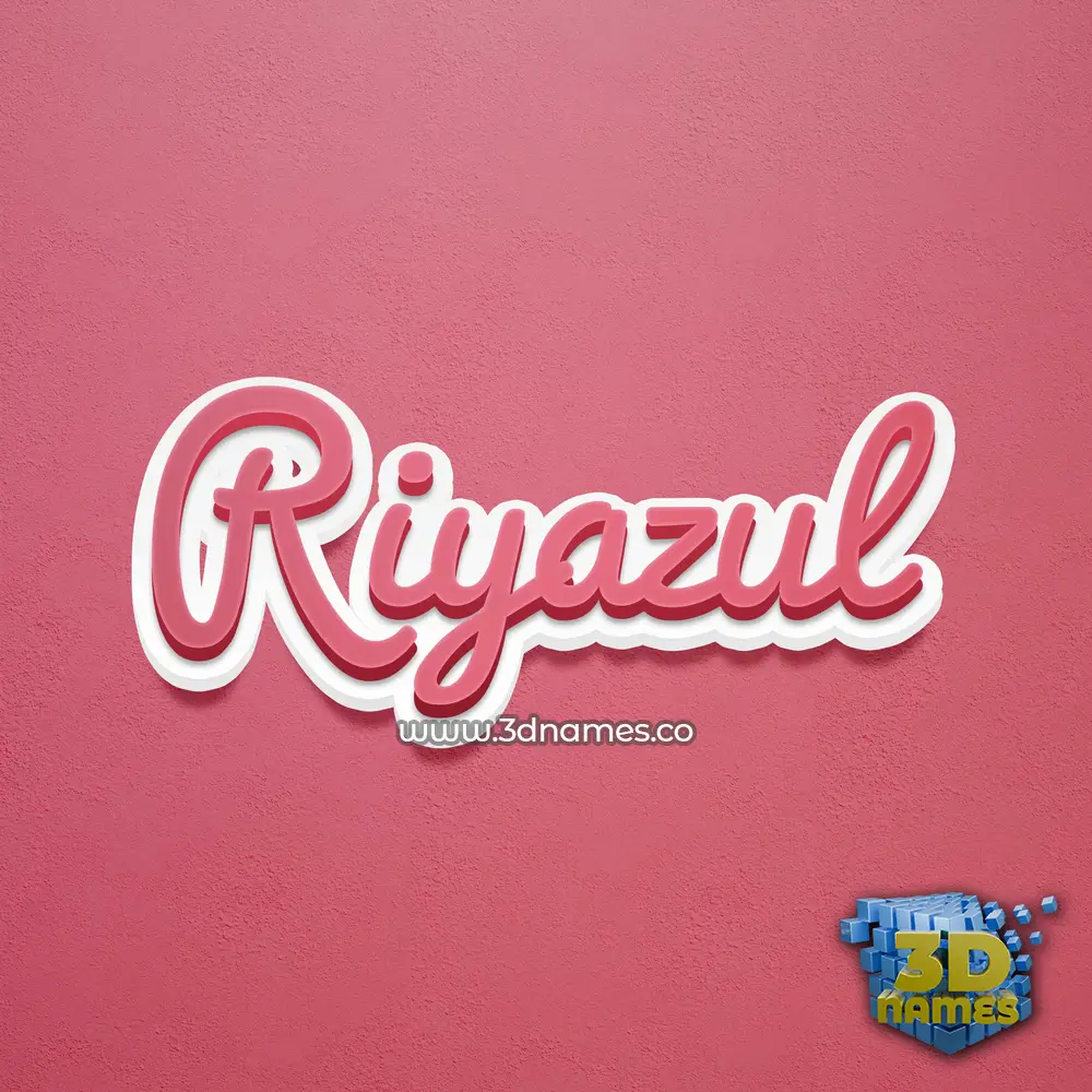 riyazul in Red Scribble style - 3D name wallpaper