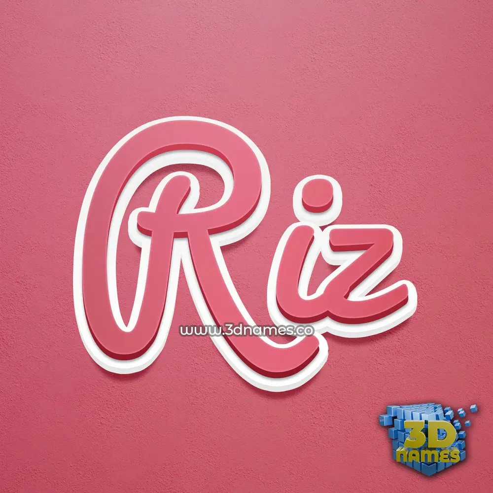 riz in Red Scribble style - 3D name wallpaper