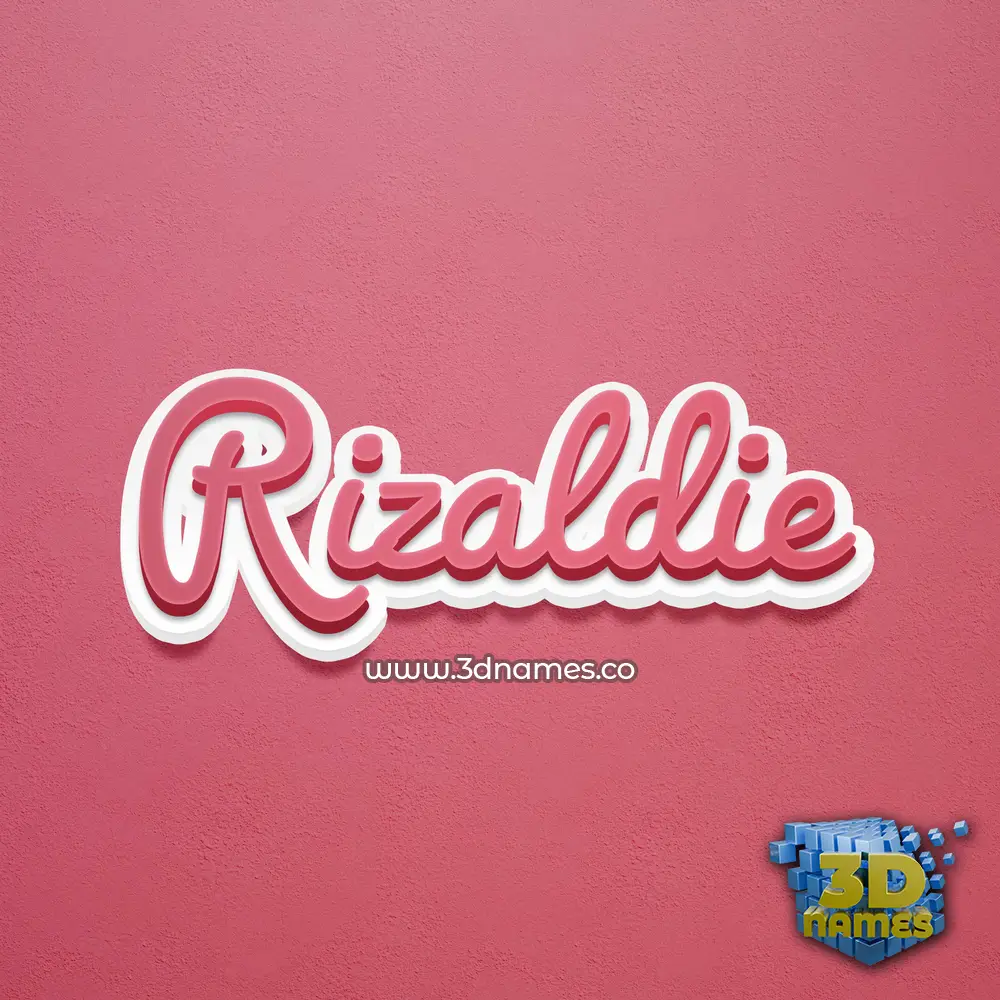 rizaldie in Red Scribble style - 3D name wallpaper