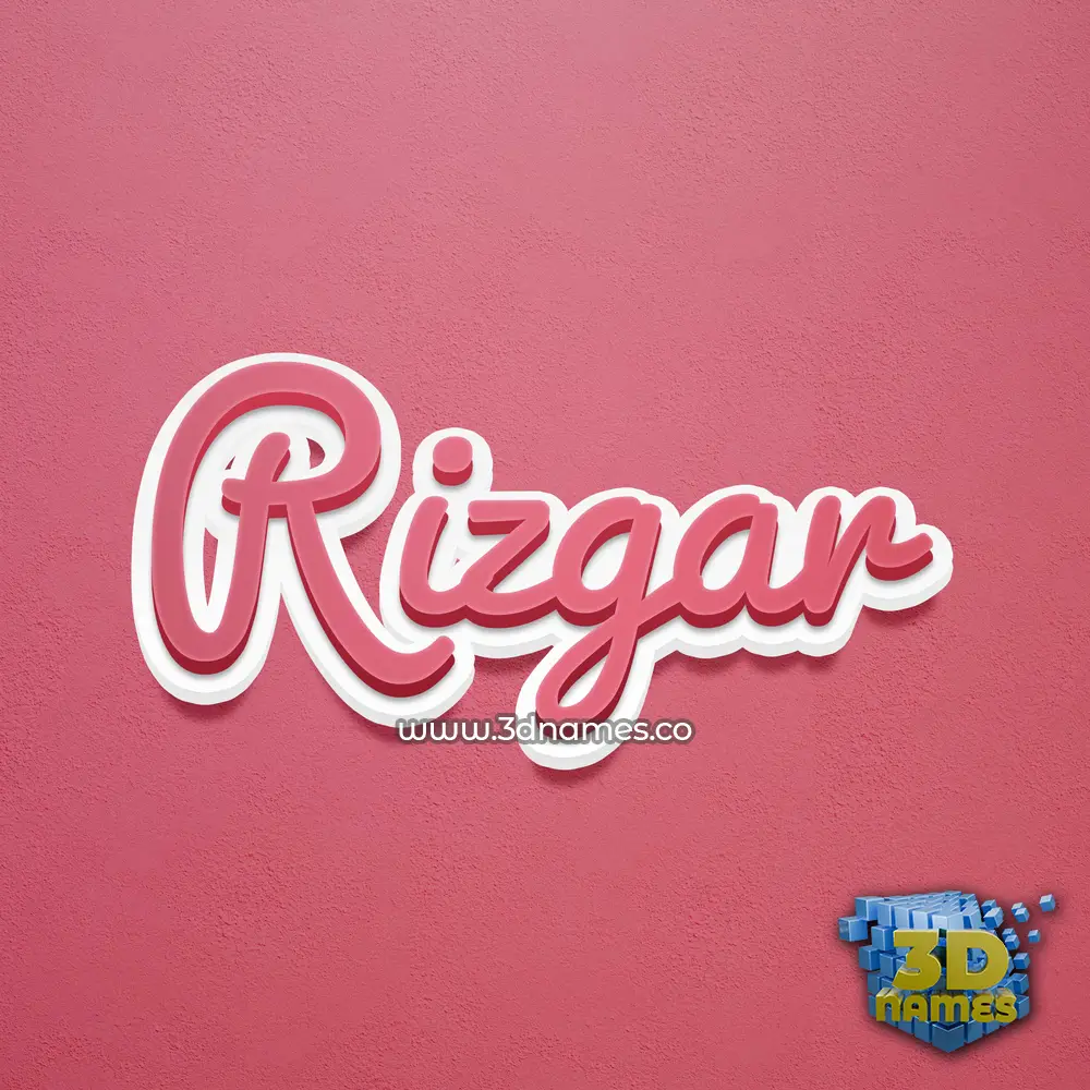 rizgar in Red Scribble style - 3D name wallpaper