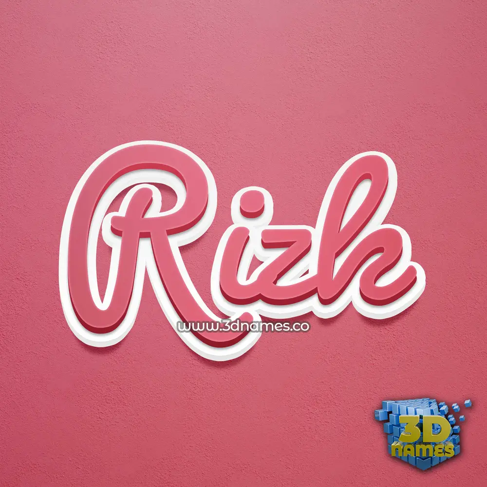 rizk in Red Scribble style - 3D name wallpaper