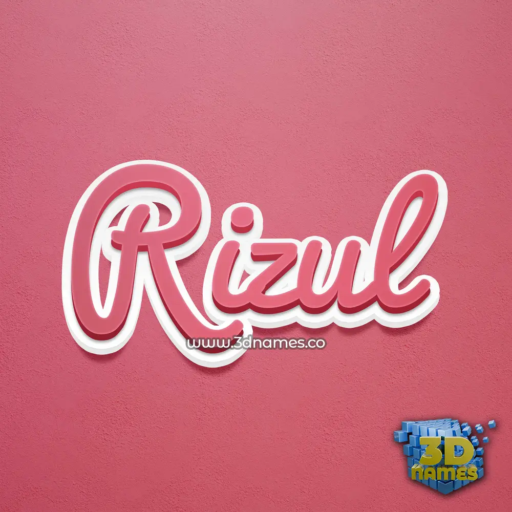 rizul in Red Scribble style - 3D name wallpaper