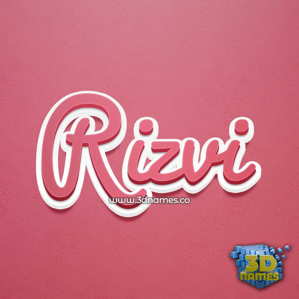 rizvi in Red Scribble style - 3D name wallpaper