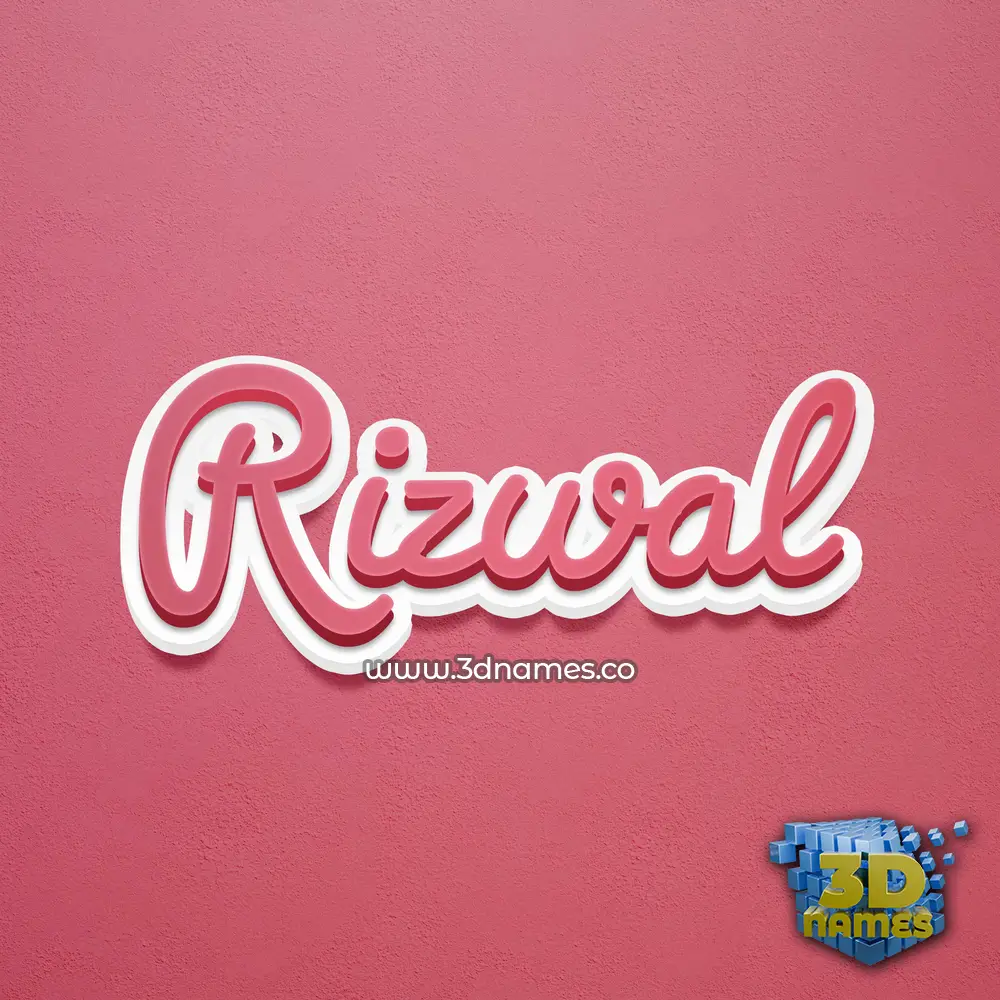 rizwal in Red Scribble style - 3D name wallpaper