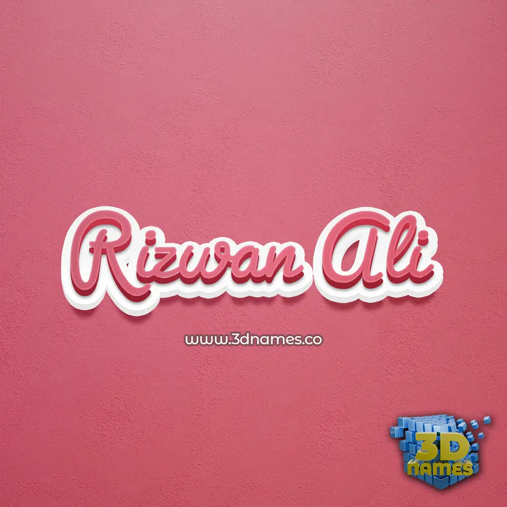 rizwan ali in Red Scribble style - 3D name wallpaper