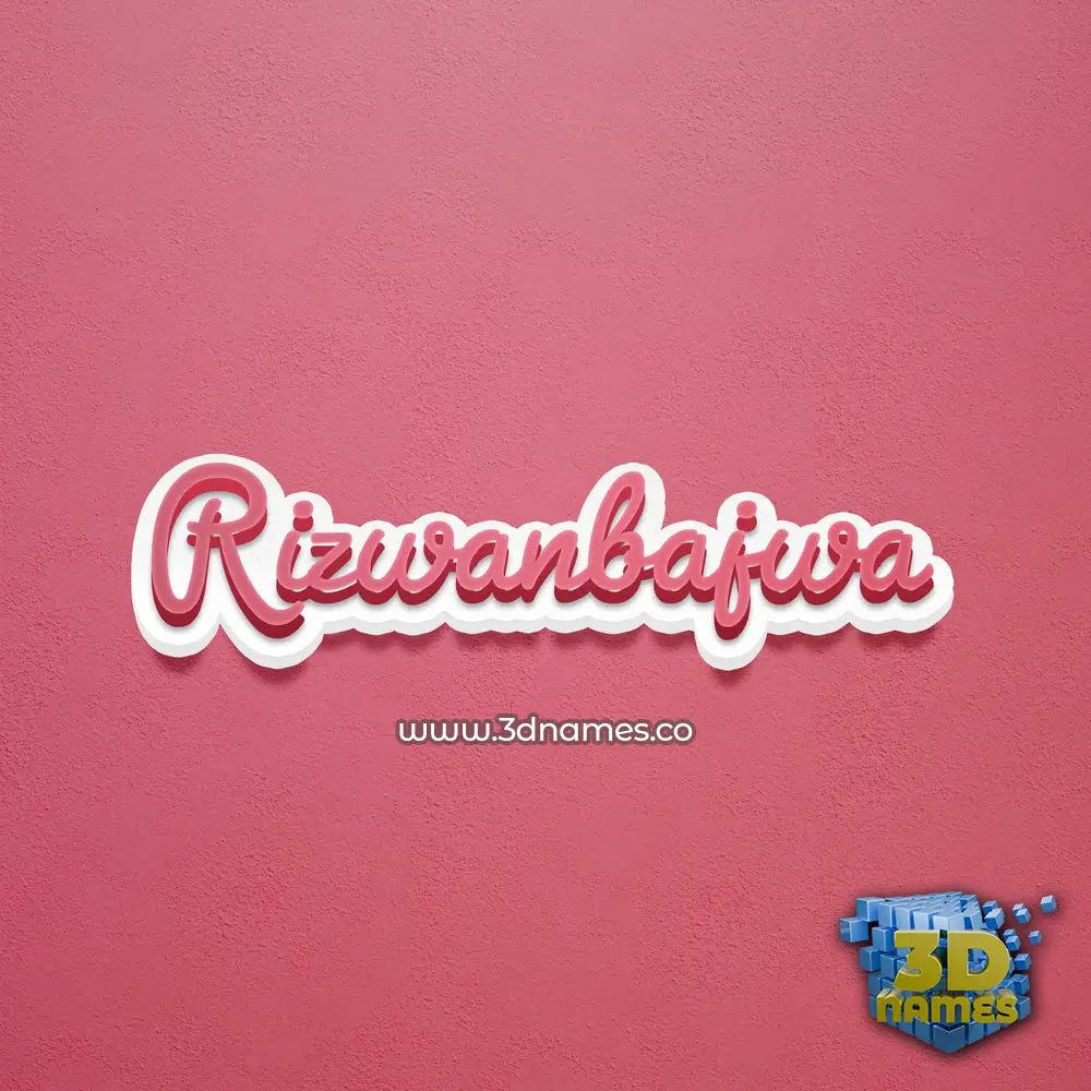 rizwanbajwa in Red Scribble style - 3D name wallpaper