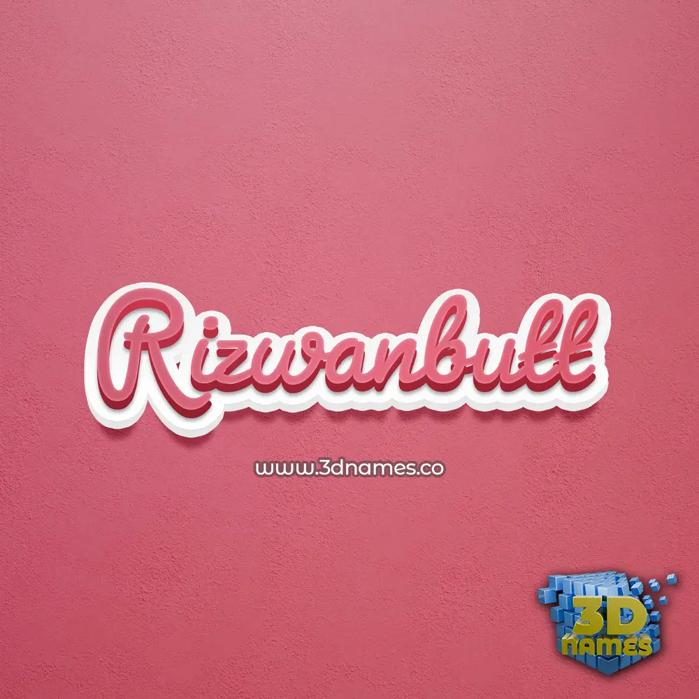 rizwanbutt in Red Scribble style - 3D name wallpaper