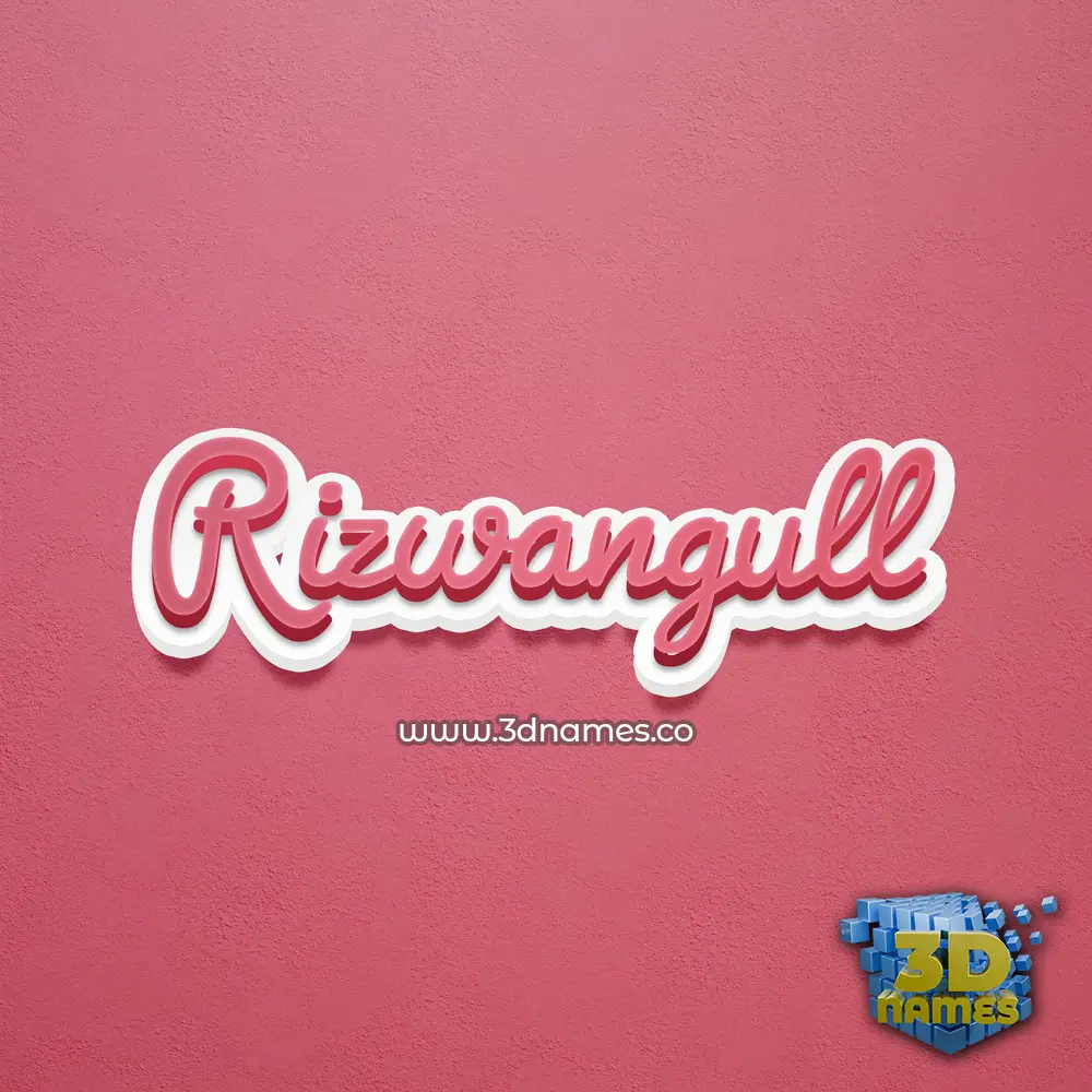 rizwangull in Red Scribble style - 3D name wallpaper