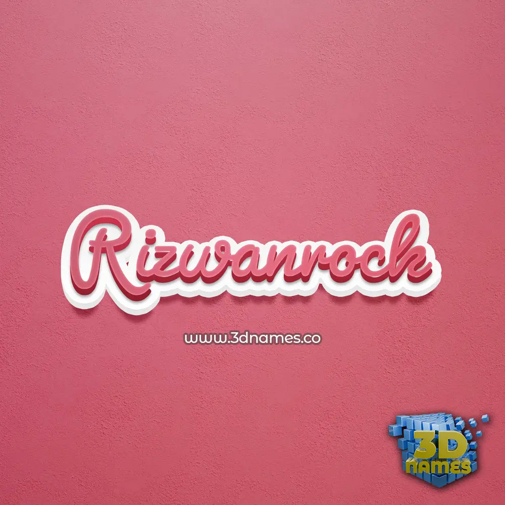 rizwanrock in Red Scribble style - 3D name wallpaper