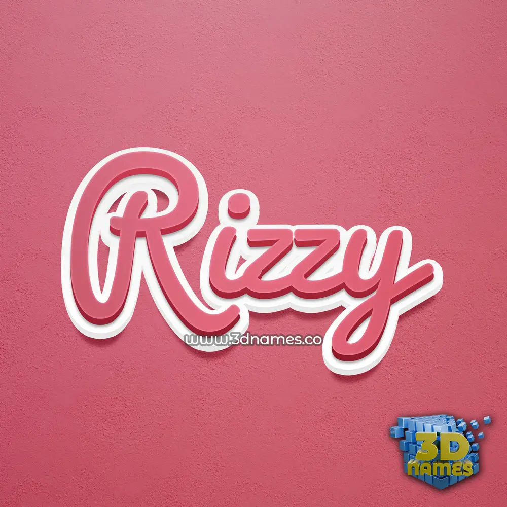 rizzy in Red Scribble style - 3D name wallpaper