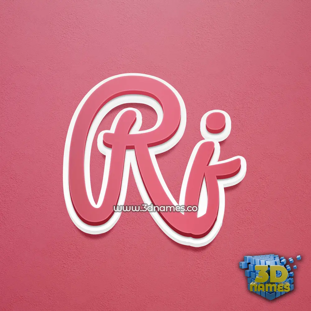 rj in Red Scribble style - 3D name wallpaper