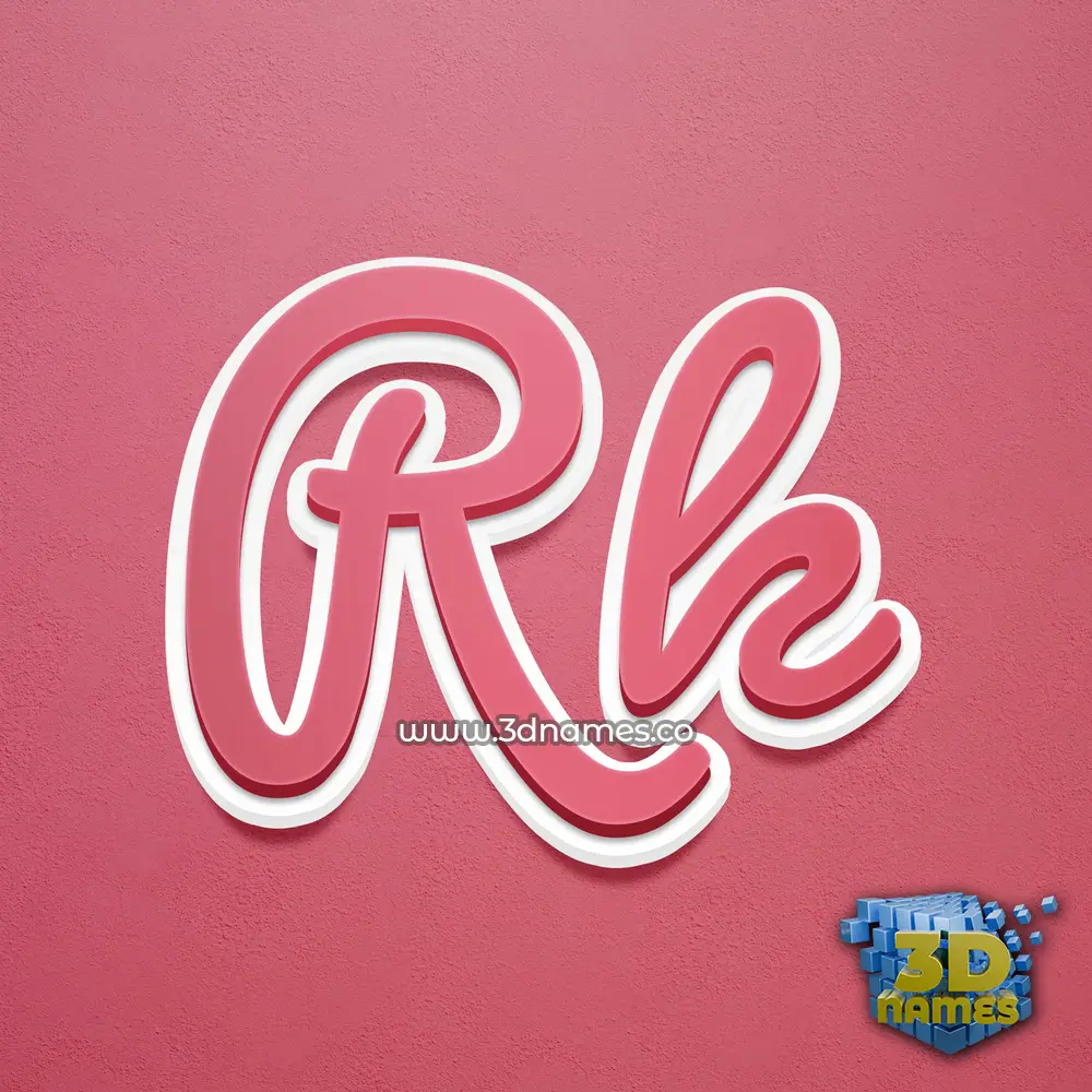 rk in Red Scribble style - 3D name wallpaper