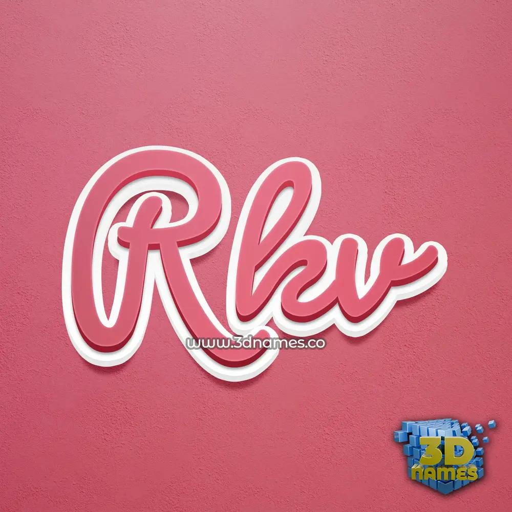 rkv in Red Scribble style - 3D name wallpaper