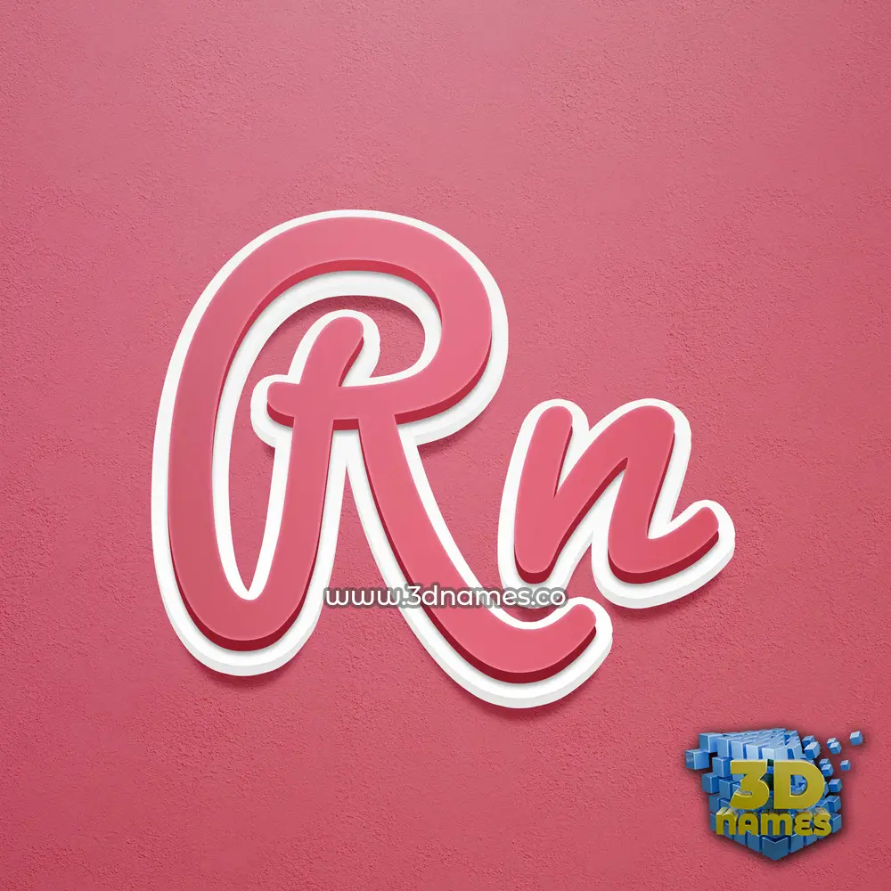rn in Red Scribble style - 3D name wallpaper