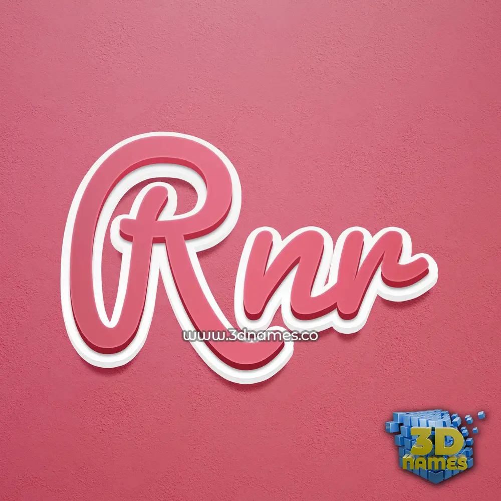 rnr in Red Scribble style - 3D name wallpaper