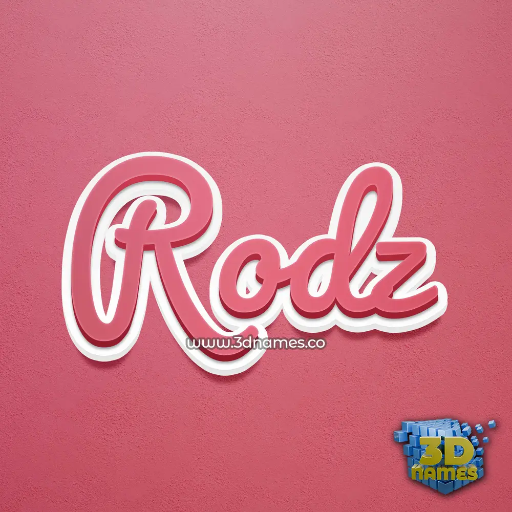 rodz in Red Scribble style - 3D name wallpaper