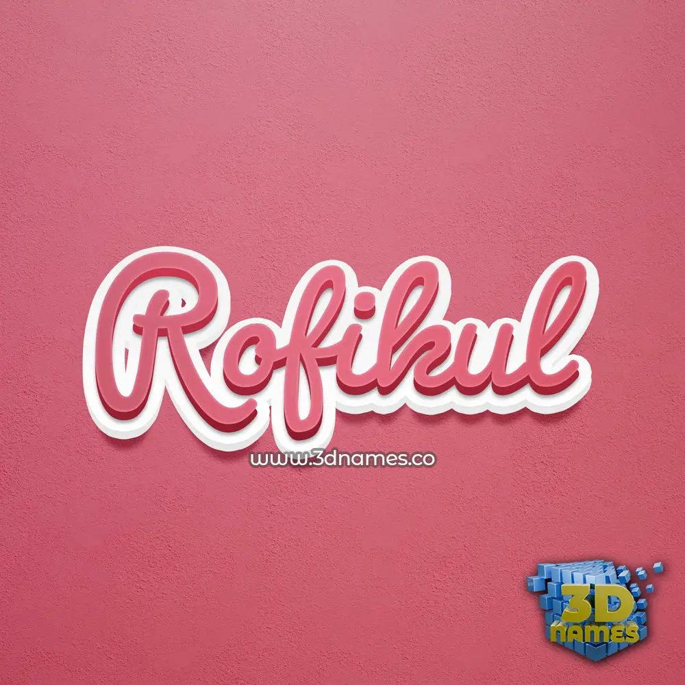 rofikul in Red Scribble style - 3D name wallpaper