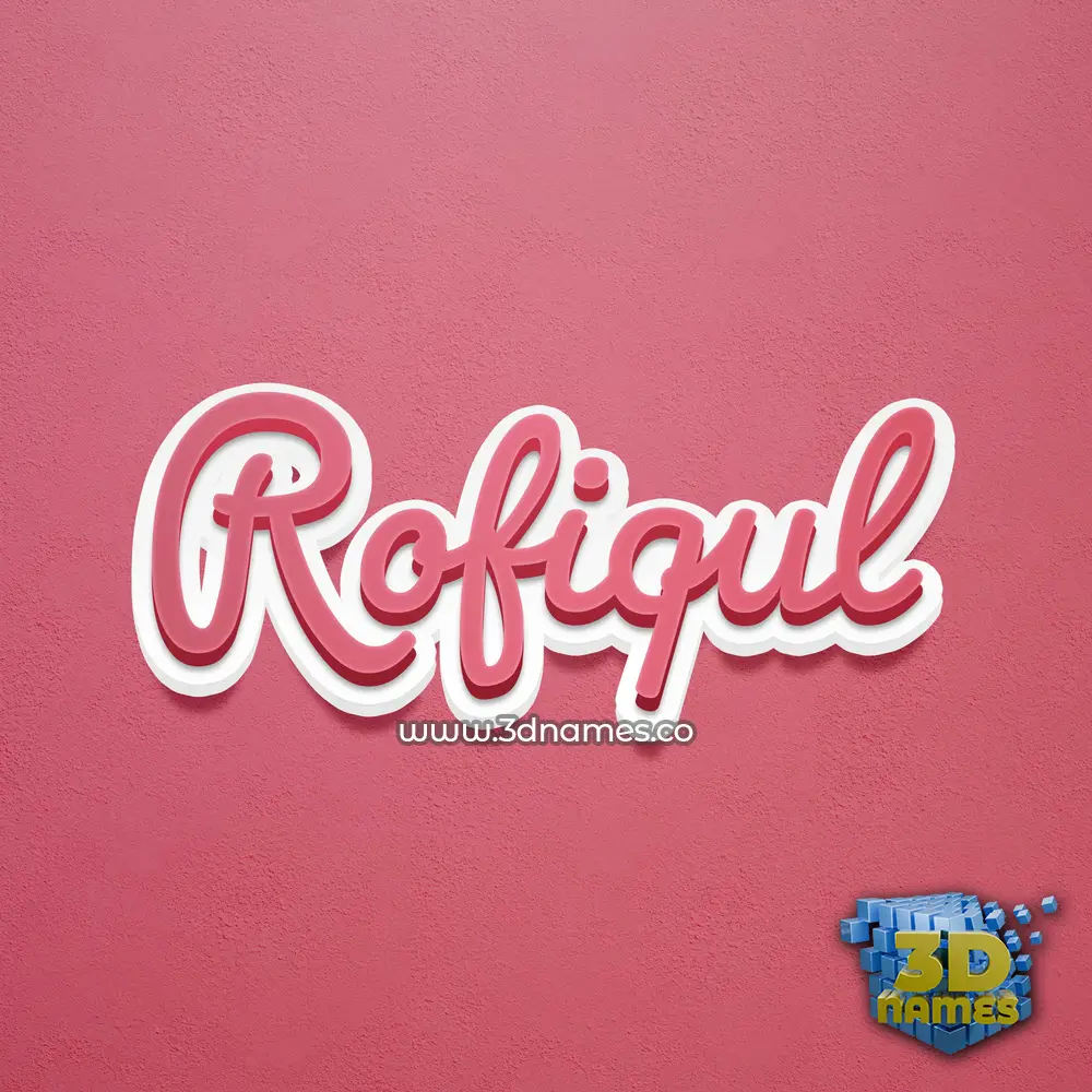 rofiqul in Red Scribble style - 3D name wallpaper