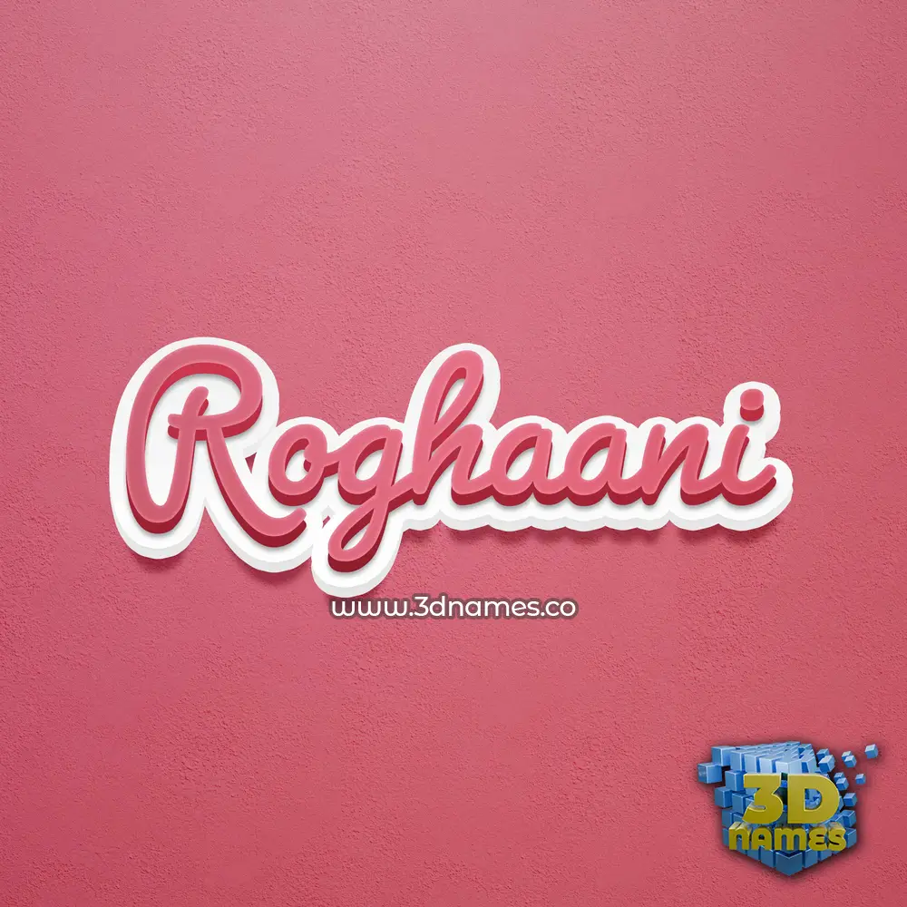 roghaani in Red Scribble style - 3D name wallpaper