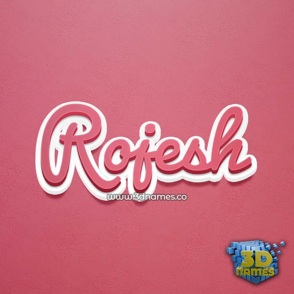rojesh in Red Scribble style - 3D name wallpaper