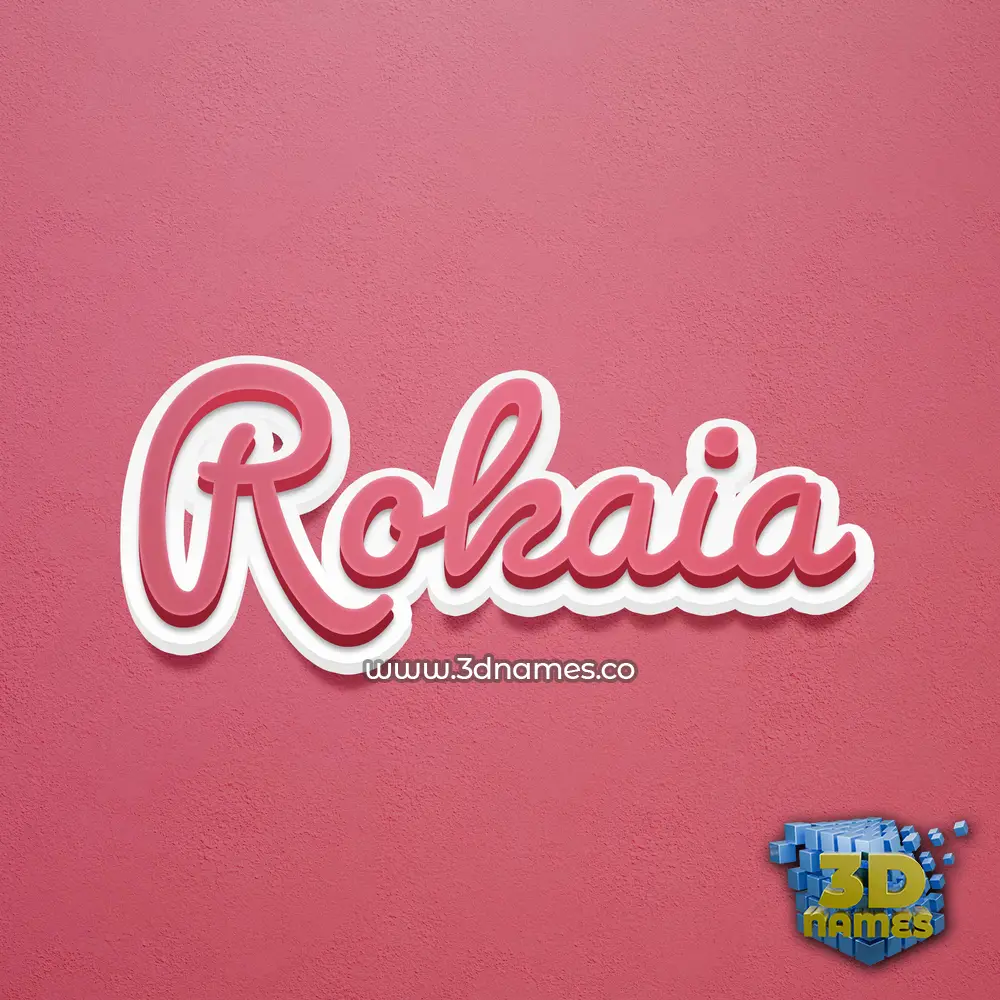rokaia in Red Scribble style - 3D name wallpaper