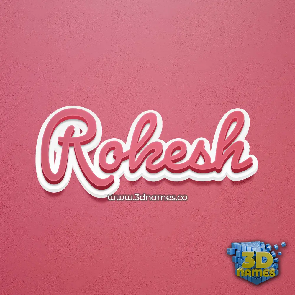 rokesh in Red Scribble style - 3D name wallpaper