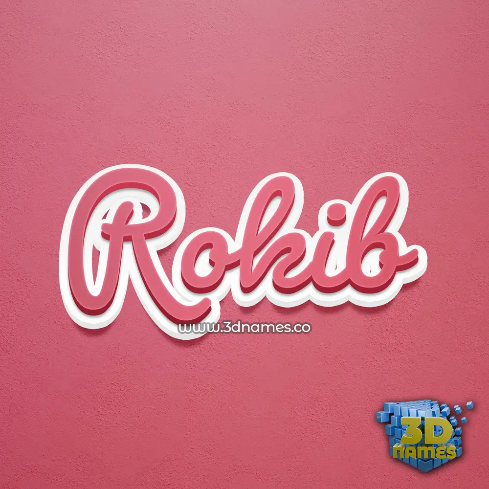rokib in Red Scribble style - 3D name wallpaper