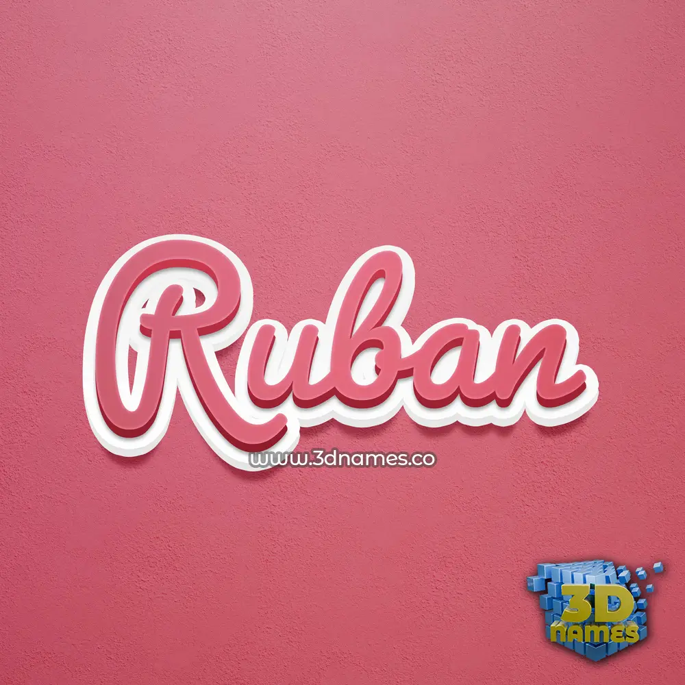 ruban in Red Scribble style - 3D name wallpaper