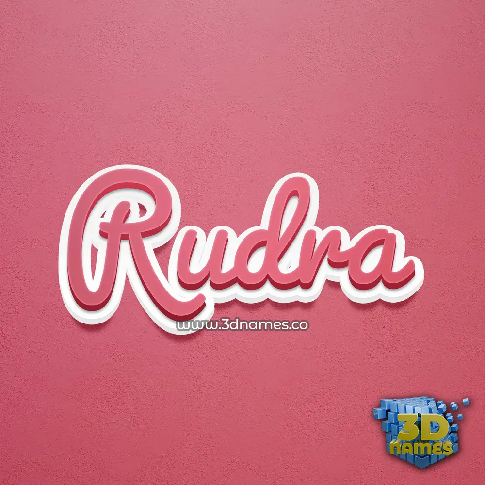 rudra in Red Scribble style - 3D name wallpaper