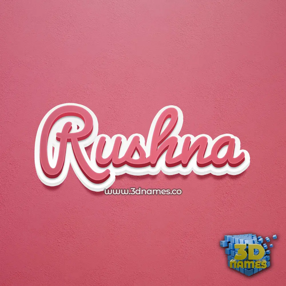 rushna in Red Scribble style - 3D name wallpaper