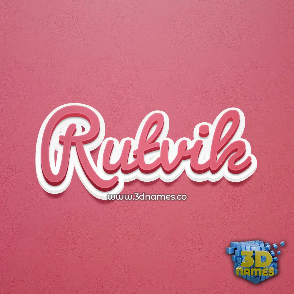 rutvik in Red Scribble style - 3D name wallpaper