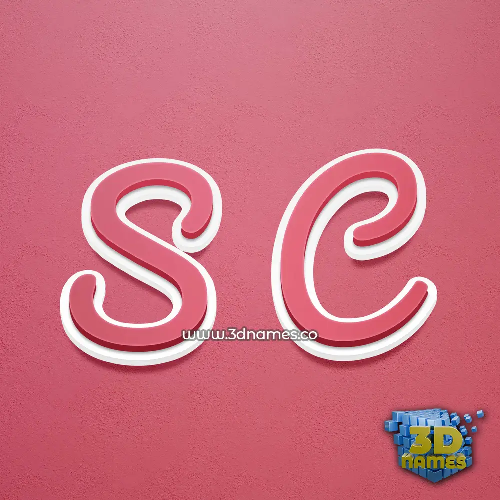 s c in Red Scribble style - 3D name wallpaper
