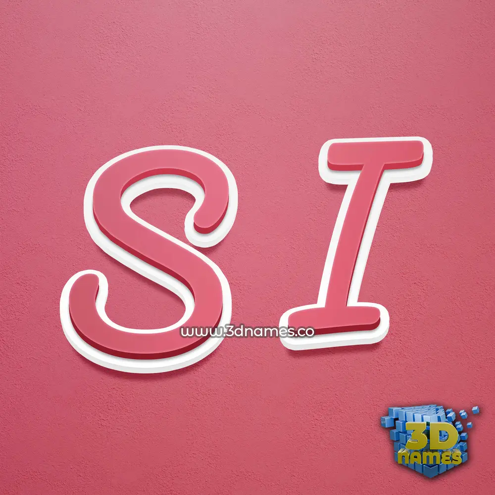 s i in Red Scribble style - 3D name wallpaper