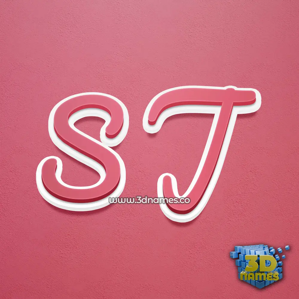 s j in Red Scribble style - 3D name wallpaper