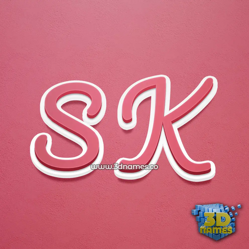 s k in Red Scribble style - 3D name wallpaper