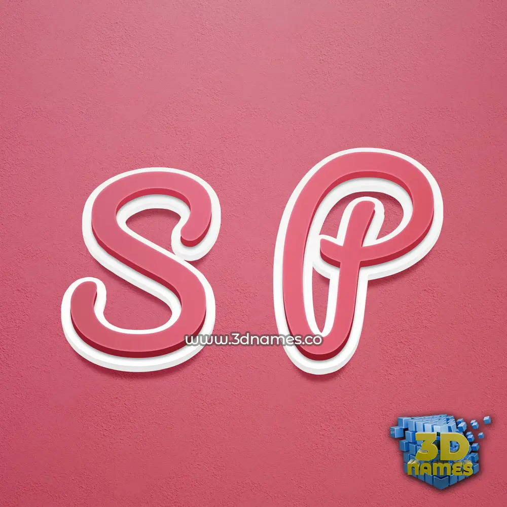 s p in Red Scribble style - 3D name wallpaper