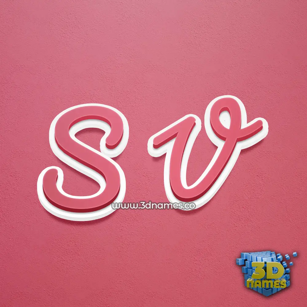 s v in Red Scribble style - 3D name wallpaper